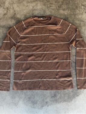 Banana Republic Brown Striped Cropped Long Sleeve Crewneck Pullover  Men’s Large
